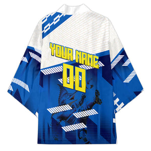 Personalized Curacao Football Kimono Marlin Mascot Blue National Flag Accents