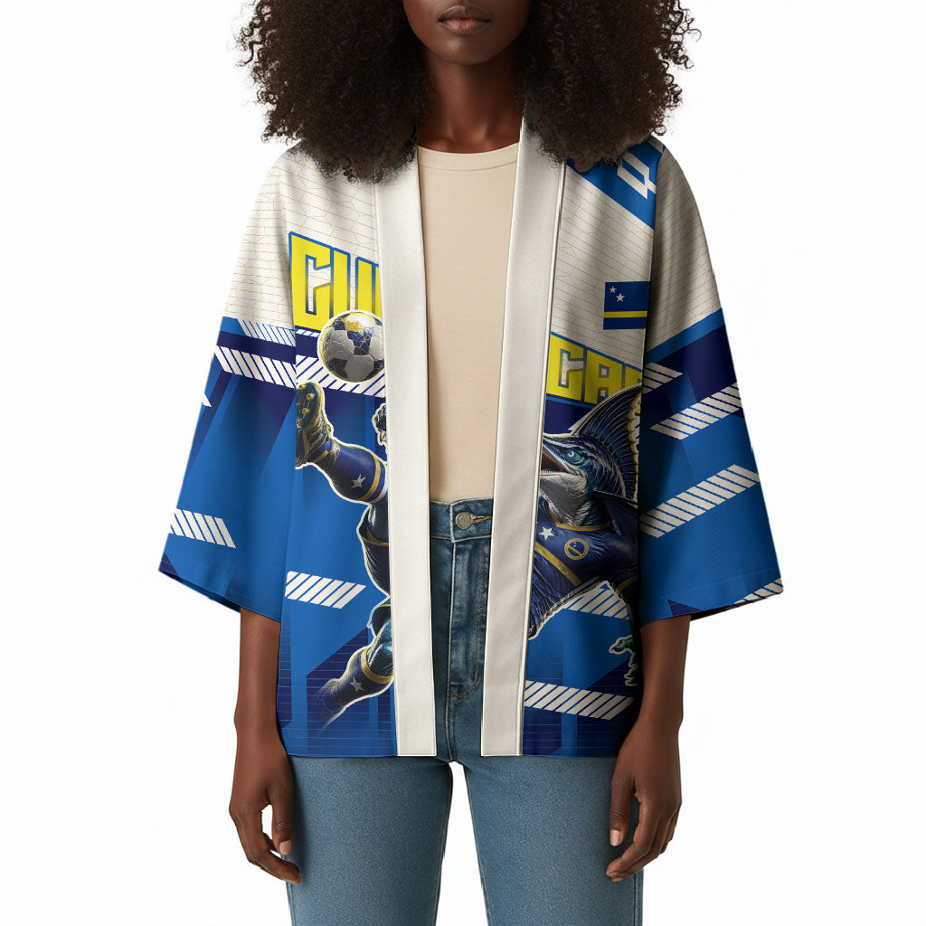 Personalized Curacao Football Kimono Marlin Mascot Blue National Flag Accents