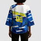 Personalized Curacao Football Kimono Sleeve Blouse Marlin Mascot Blue National Flag Accents