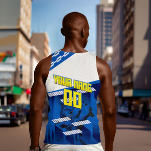 Personalized Curacao Football Men Tank Top Marlin Mascot Blue National Flag Accents