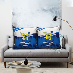 Personalized Curacao Football Pillow Cover Marlin Mascot Blue National Flag Accents