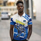 Personalized Curacao Football Polo Shirt Marlin Mascot Blue National Flag Accents