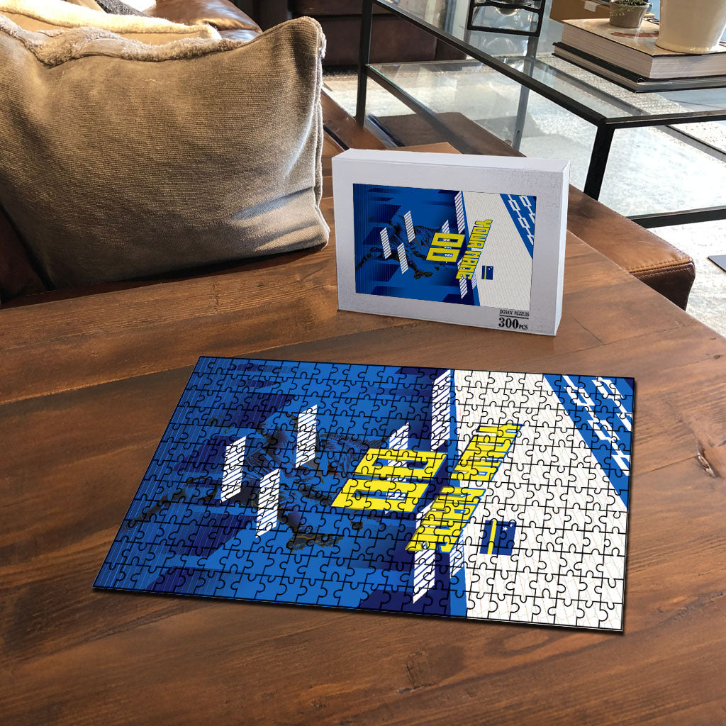 Personalized Curacao Football Puzzle Marlin Mascot Blue National Flag Accents