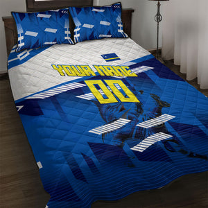 Personalized Curacao Football Quilt Bed Set Marlin Mascot Blue National Flag Accents