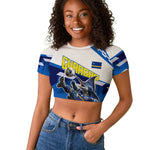 Personalized Curacao Football Raglan Cropped T shirt Marlin Mascot Blue National Flag Accents