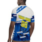 Personalized Curacao Football Rugby Jersey Marlin Mascot Blue National Flag Accents