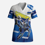 Personalized Curacao Football Scrub Top Marlin Mascot Blue National Flag Accents