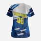 Personalized Curacao Football Scrub Top Marlin Mascot Blue National Flag Accents