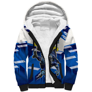 Personalized Curacao Football Sherpa Hoodie Marlin Mascot Blue National Flag Accents