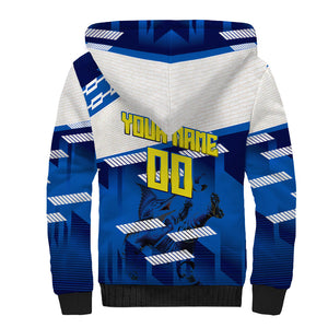 Personalized Curacao Football Sherpa Hoodie Marlin Mascot Blue National Flag Accents