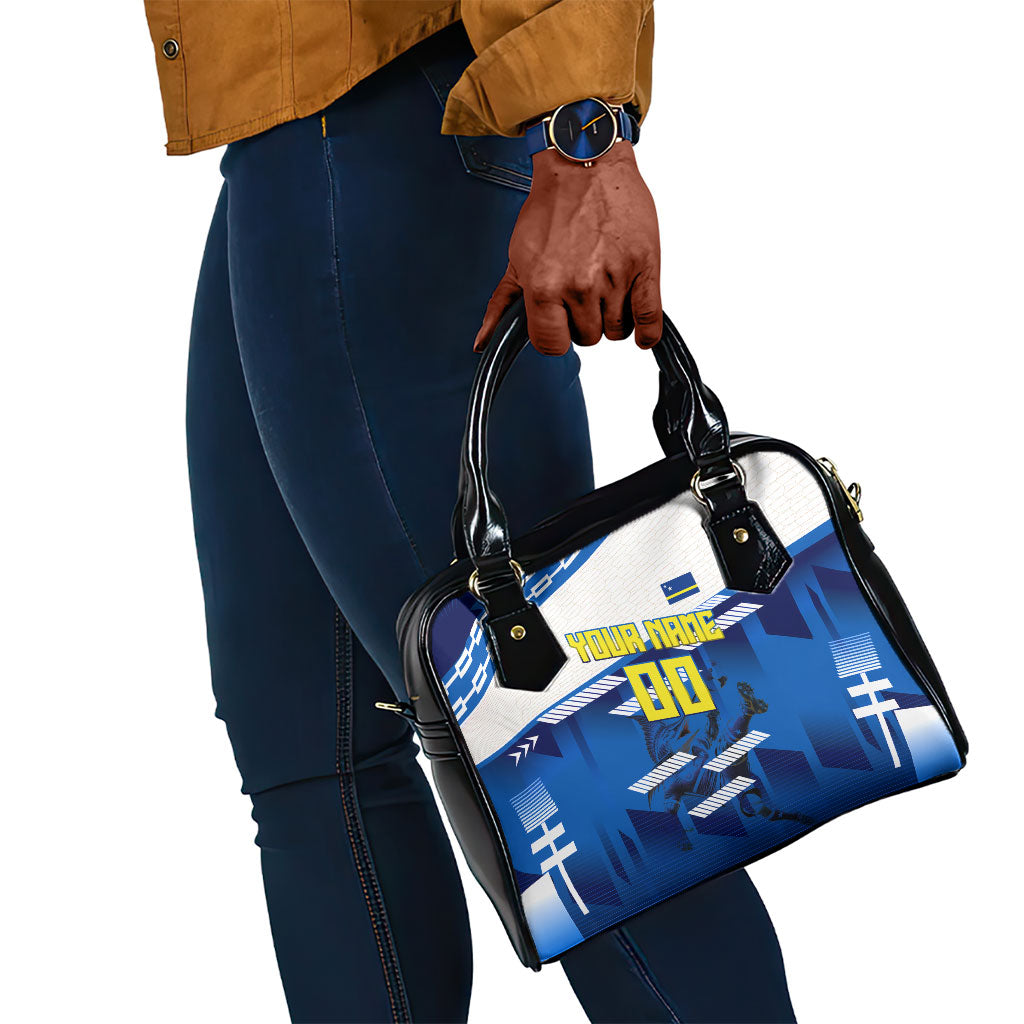 Personalized Curacao Football Shoulder Handbag Marlin Mascot Blue National Flag Accents