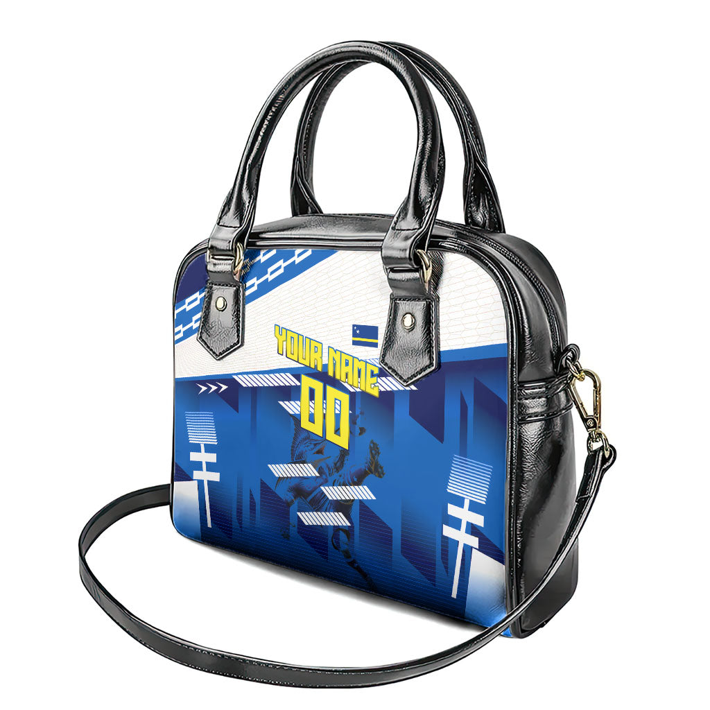 Personalized Curacao Football Shoulder Handbag Marlin Mascot Blue National Flag Accents
