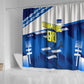 Personalized Curacao Football Shower Curtain Marlin Mascot Blue National Flag Accents