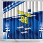 Personalized Curacao Football Shower Curtain Marlin Mascot Blue National Flag Accents