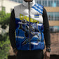 Personalized Curacao Football Sleeveless Puffer Jacket Marlin Mascot Blue National Flag Accents