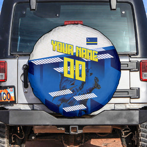 Personalized Curacao Football Spare Tire Cover Marlin Mascot Blue National Flag Accents