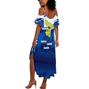 Personalized Curacao Football Summer Maxi Dress Marlin Mascot Blue National Flag Accents