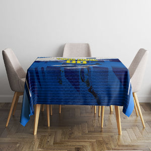 Personalized Curacao Football Tablecloth Marlin Mascot Blue National Flag Accents
