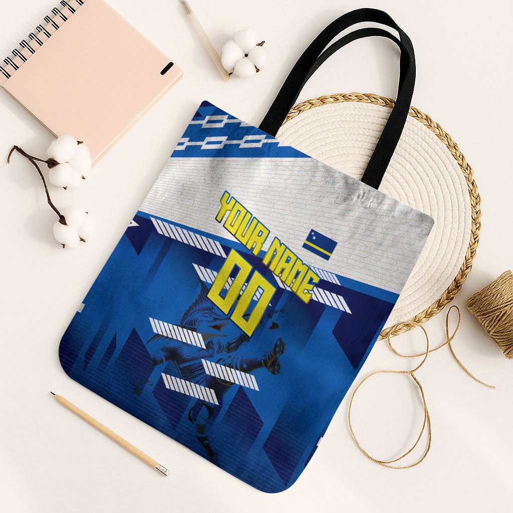 Personalized Curacao Football Tote Bag Marlin Mascot Blue National Flag Accents