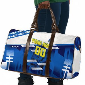 Personalized Curacao Football Travel Bag Marlin Mascot Blue National Flag Accents