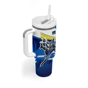 Personalized Curacao Football Tumbler With Handle Marlin Mascot Blue National Flag Accents