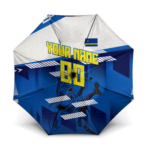 Personalized Curacao Football Umbrella Marlin Mascot Blue National Flag Accents