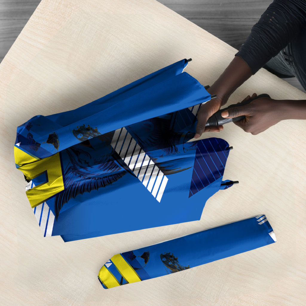 Personalized Curacao Football Umbrella Marlin Mascot Blue National Flag Accents