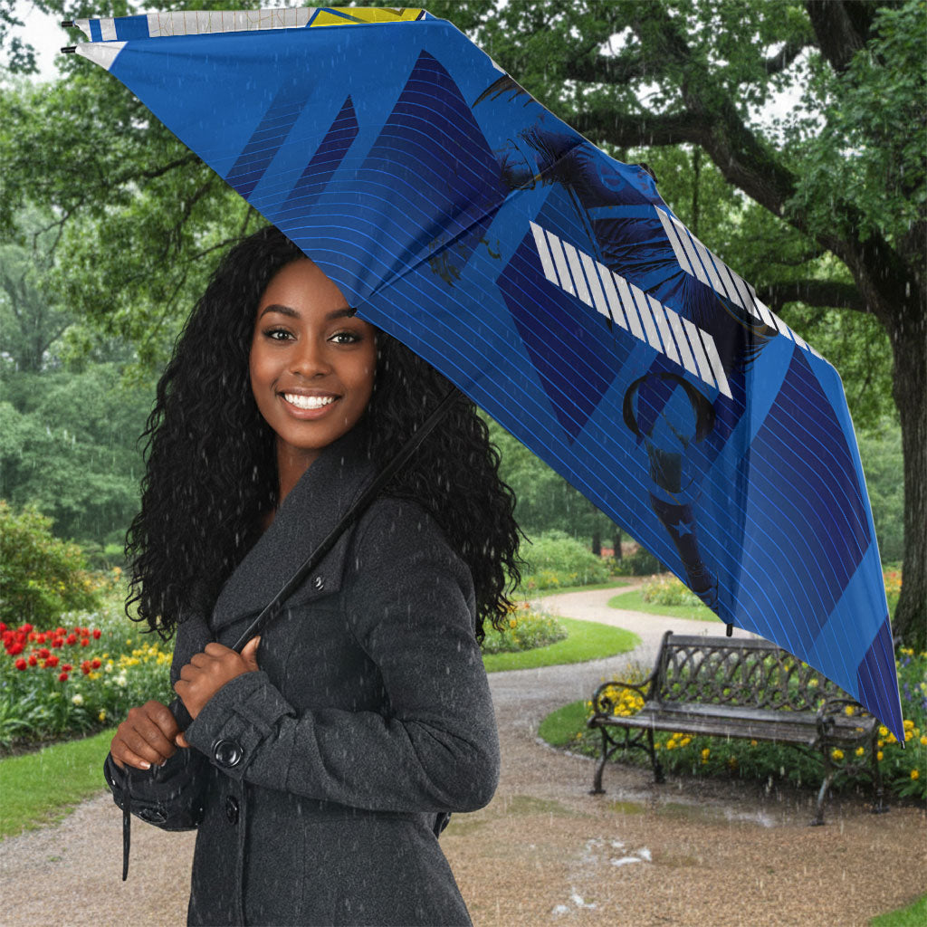 Personalized Curacao Football Umbrella Marlin Mascot Blue National Flag Accents