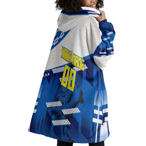 Personalized Curacao Football Wearable Blanket Hoodie Marlin Mascot Blue National Flag Accents