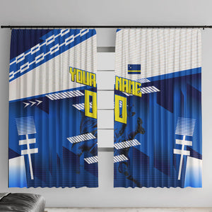 Personalized Curacao Football Window Curtain Marlin Mascot Blue National Flag Accents