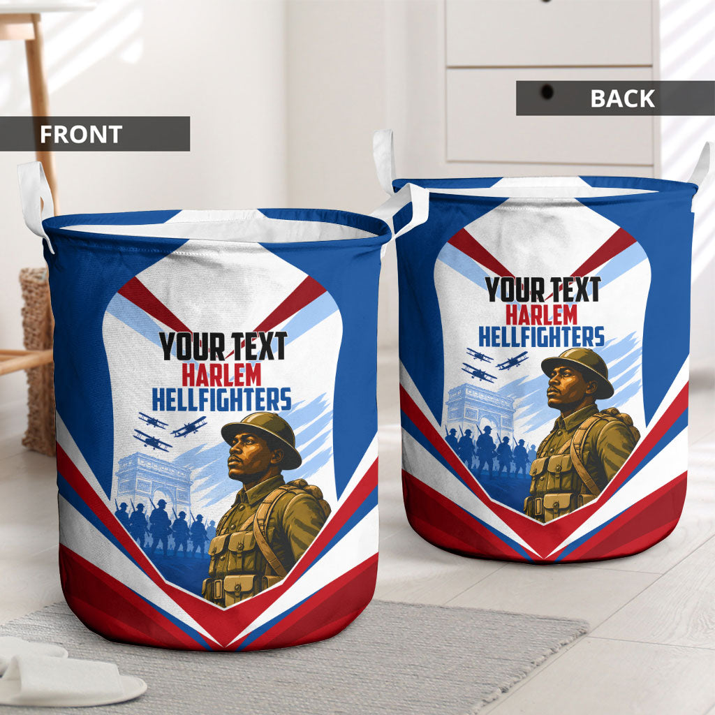 Personalized Harlem Hellfighters Laundry Basket Vintage WWI Military History Patriotic Art