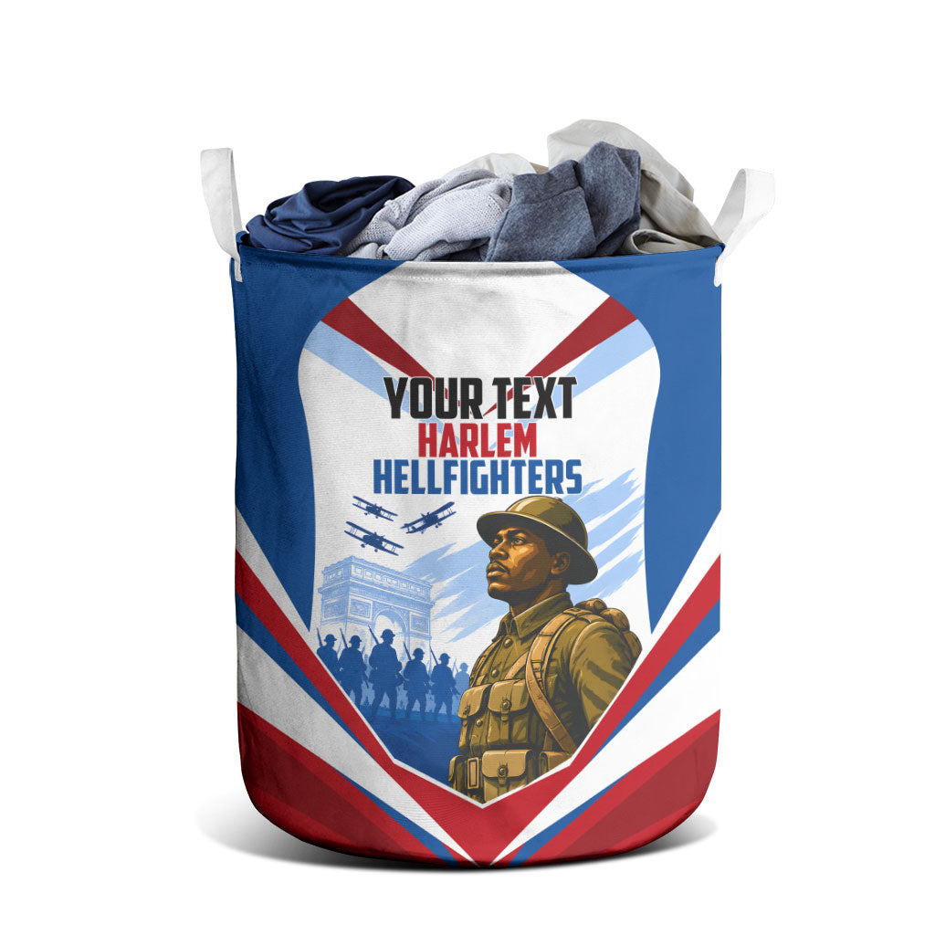 Personalized Harlem Hellfighters Laundry Basket Vintage WWI Military History Patriotic Art