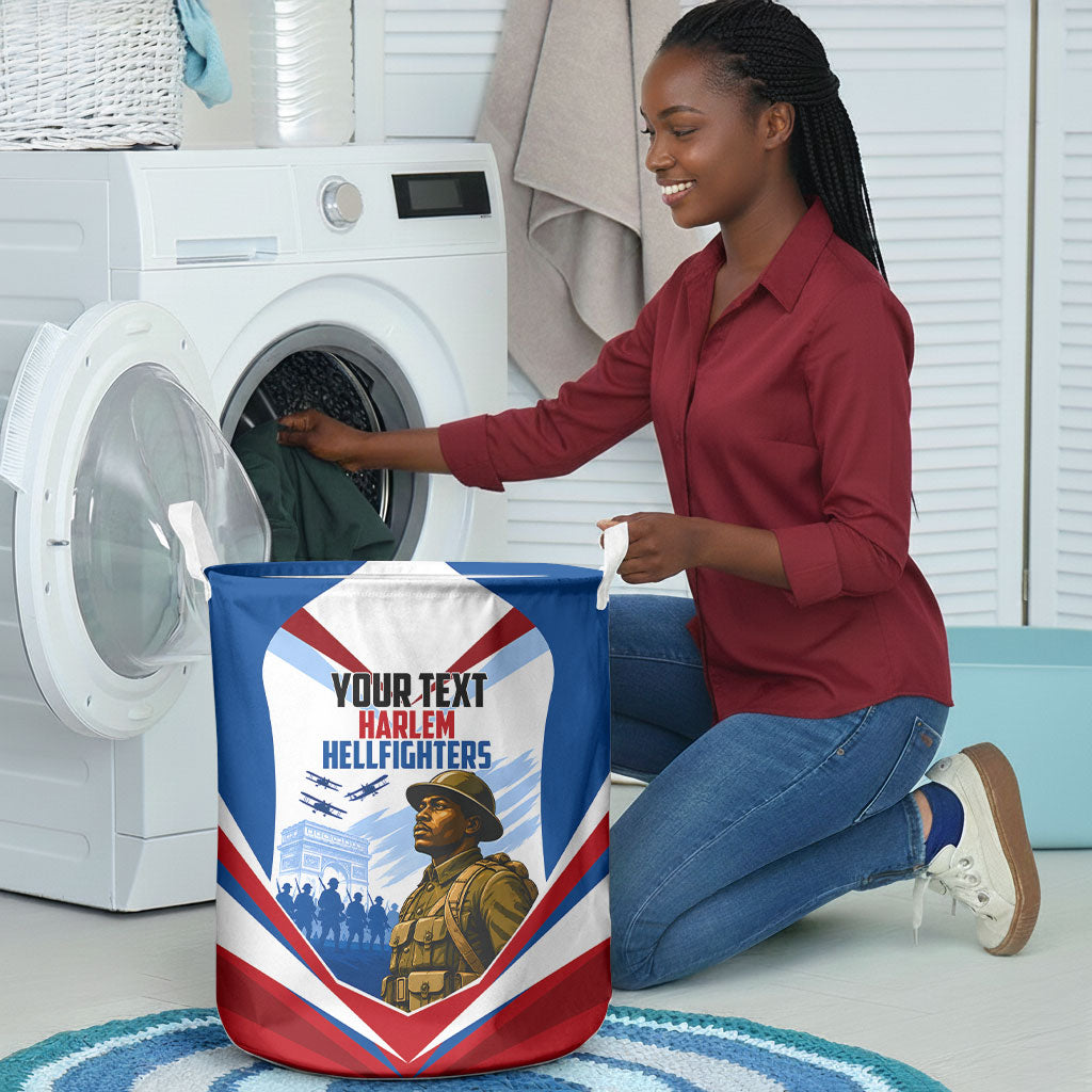 Personalized Harlem Hellfighters Laundry Basket Vintage WWI Military History Patriotic Art