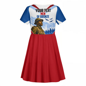 Personalized Harlem Hellfighters Kid Short Sleeve Dress Vintage WWI Military History Patriotic Art