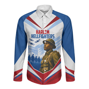 Personalized Harlem Hellfighters Long Sleeve Button Shirt Vintage WWI Military History Patriotic Art