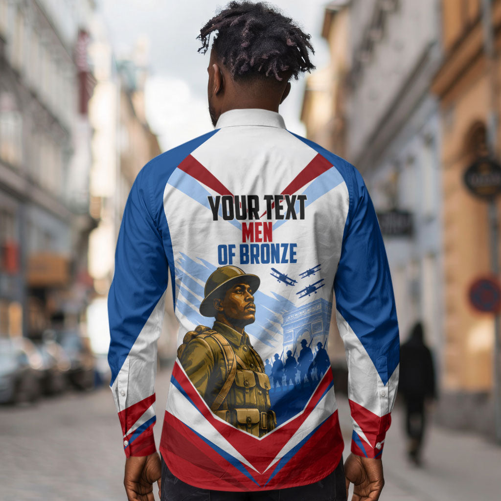 Personalized Harlem Hellfighters Long Sleeve Button Shirt Vintage WWI Military History Patriotic Art