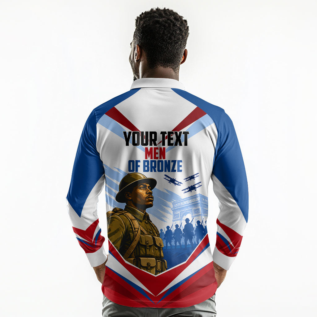 Personalized Harlem Hellfighters Long Sleeve Polo Shirt Vintage WWI Military History Patriotic Art