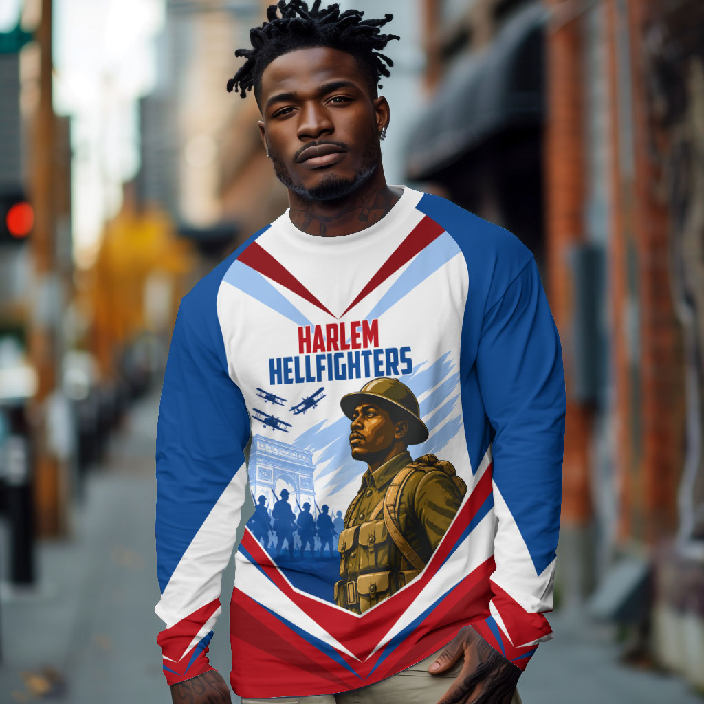 Personalized Harlem Hellfighters Long Sleeve Shirt Vintage WWI Military History Patriotic Art