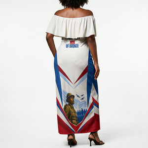 Personalized Harlem Hellfighters Off Shoulder Maxi Dress Vintage WWI Military History Patriotic Art