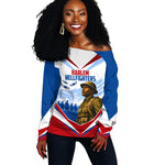 Personalized Harlem Hellfighters Off Shoulder Sweater Vintage WWI Military History Patriotic Art