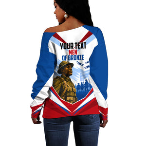 Personalized Harlem Hellfighters Off Shoulder Sweater Vintage WWI Military History Patriotic Art