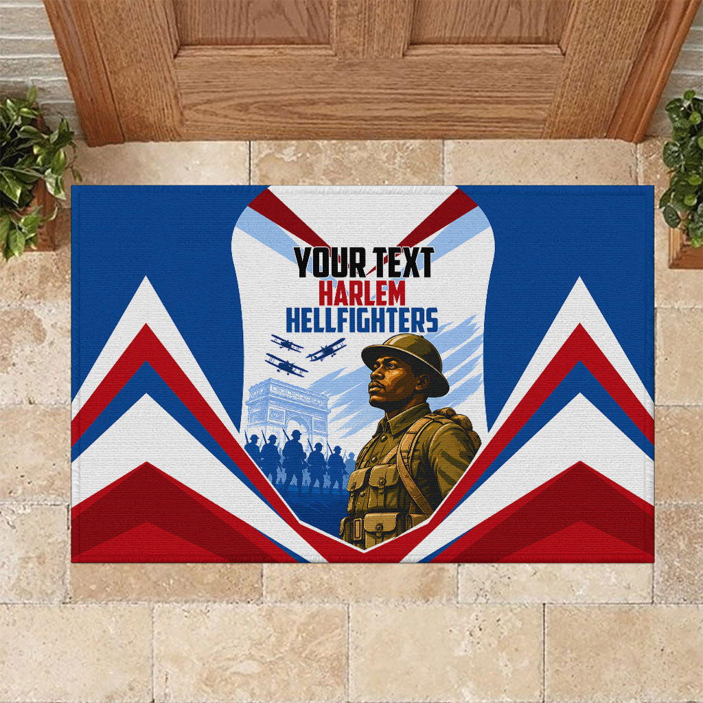 Personalized Harlem Hellfighters Rubber Doormat Vintage WWI Military History Patriotic Art