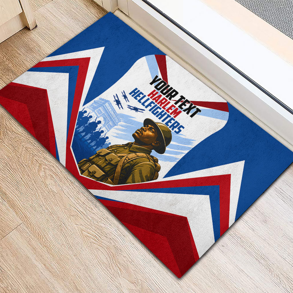 Personalized Harlem Hellfighters Rubber Doormat Vintage WWI Military History Patriotic Art