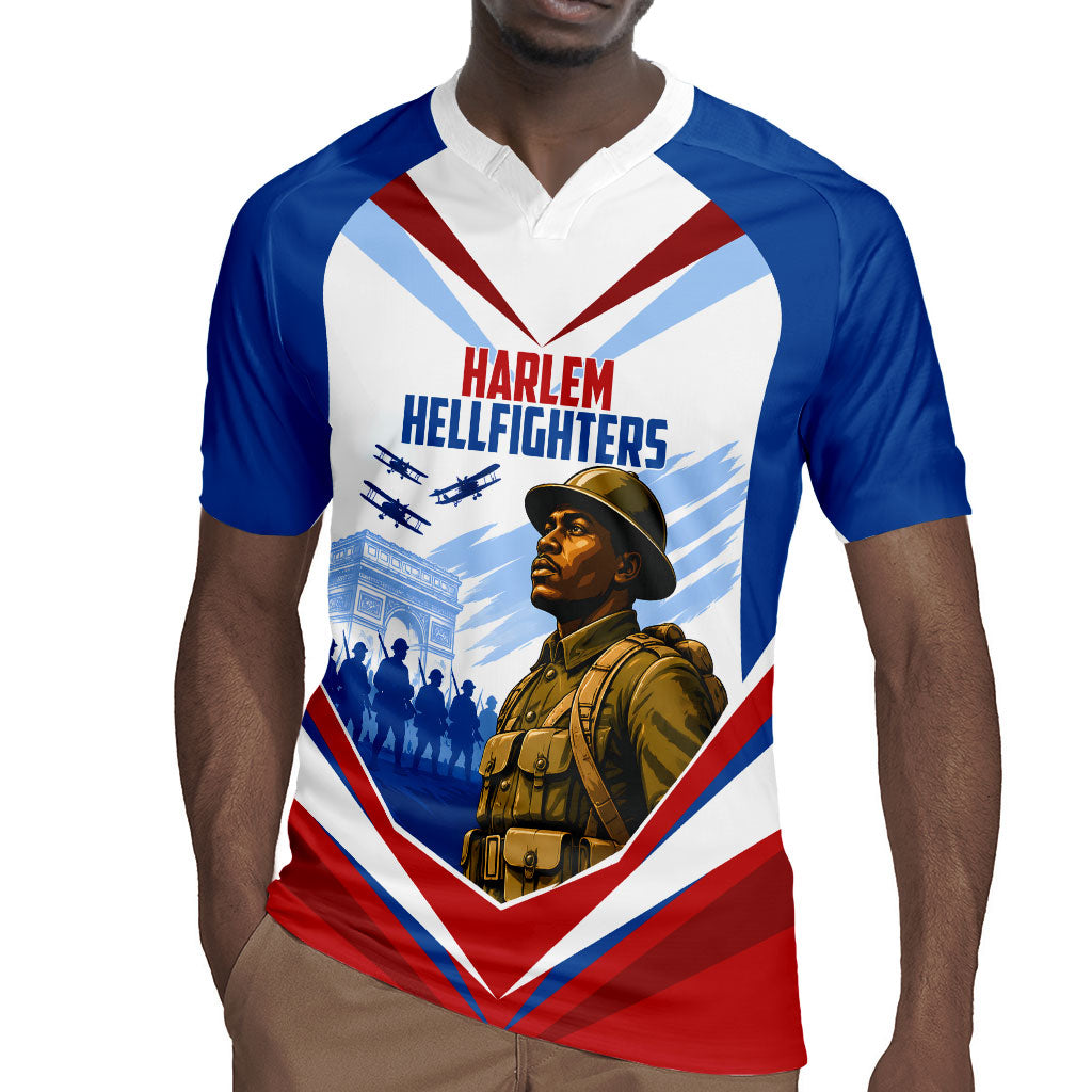 Personalized Harlem Hellfighters Rugby Jersey Vintage WWI Military History Patriotic Art