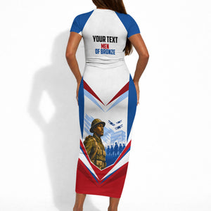 Personalized Harlem Hellfighters Short Sleeve Bodycon Dress Vintage WWI Military History Patriotic Art