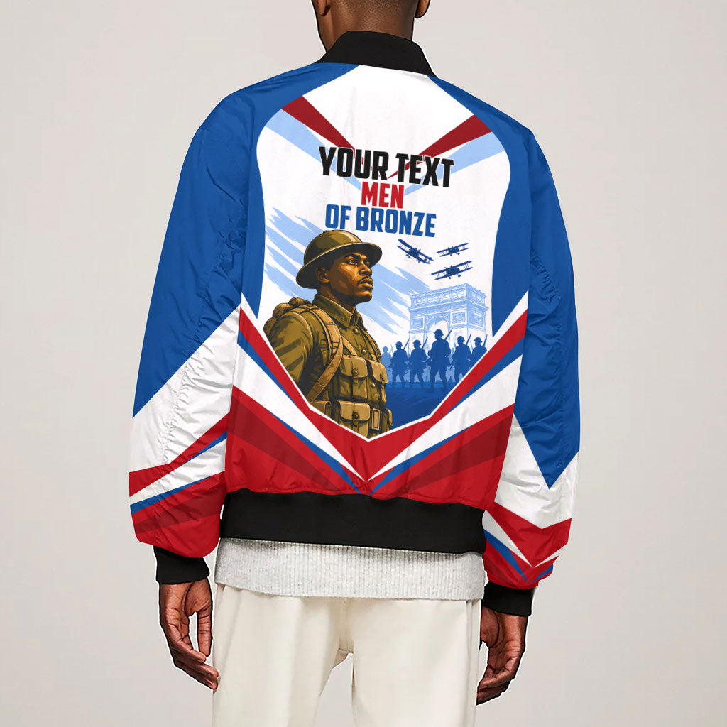 Personalized Harlem Hellfighters Sleeve Zip Bomber Jacket Vintage WWI Military History Patriotic Art