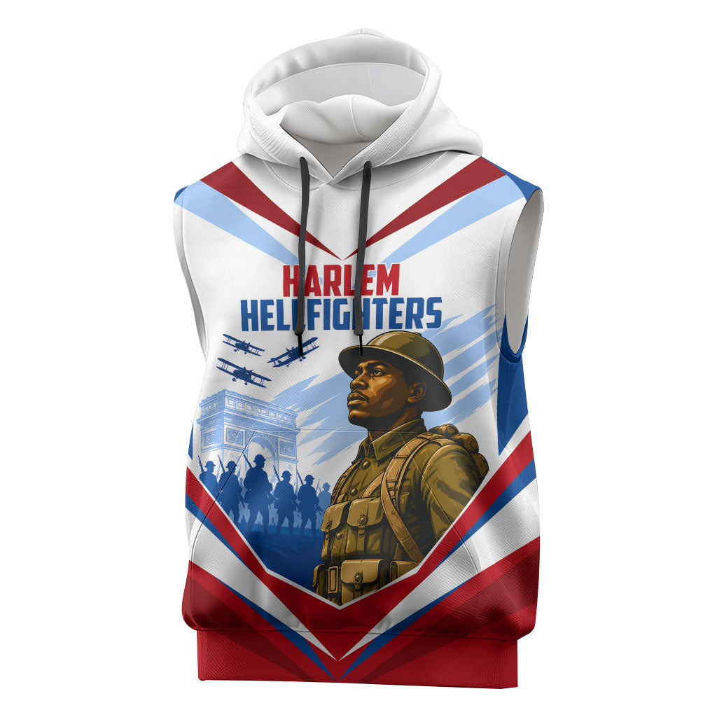 Personalized Harlem Hellfighters Sleeveless Hoodie Vintage WWI Military History Patriotic Art