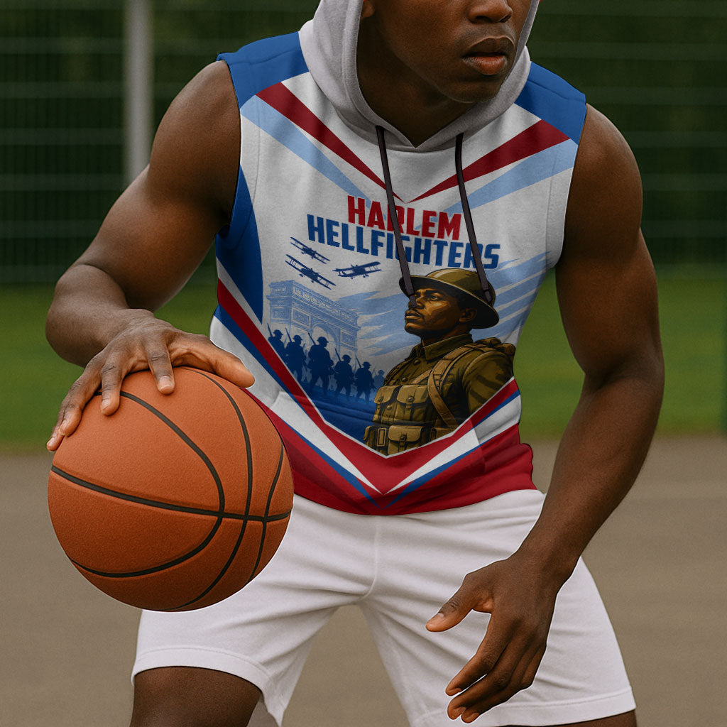Personalized Harlem Hellfighters Sleeveless Hoodie Vintage WWI Military History Patriotic Art