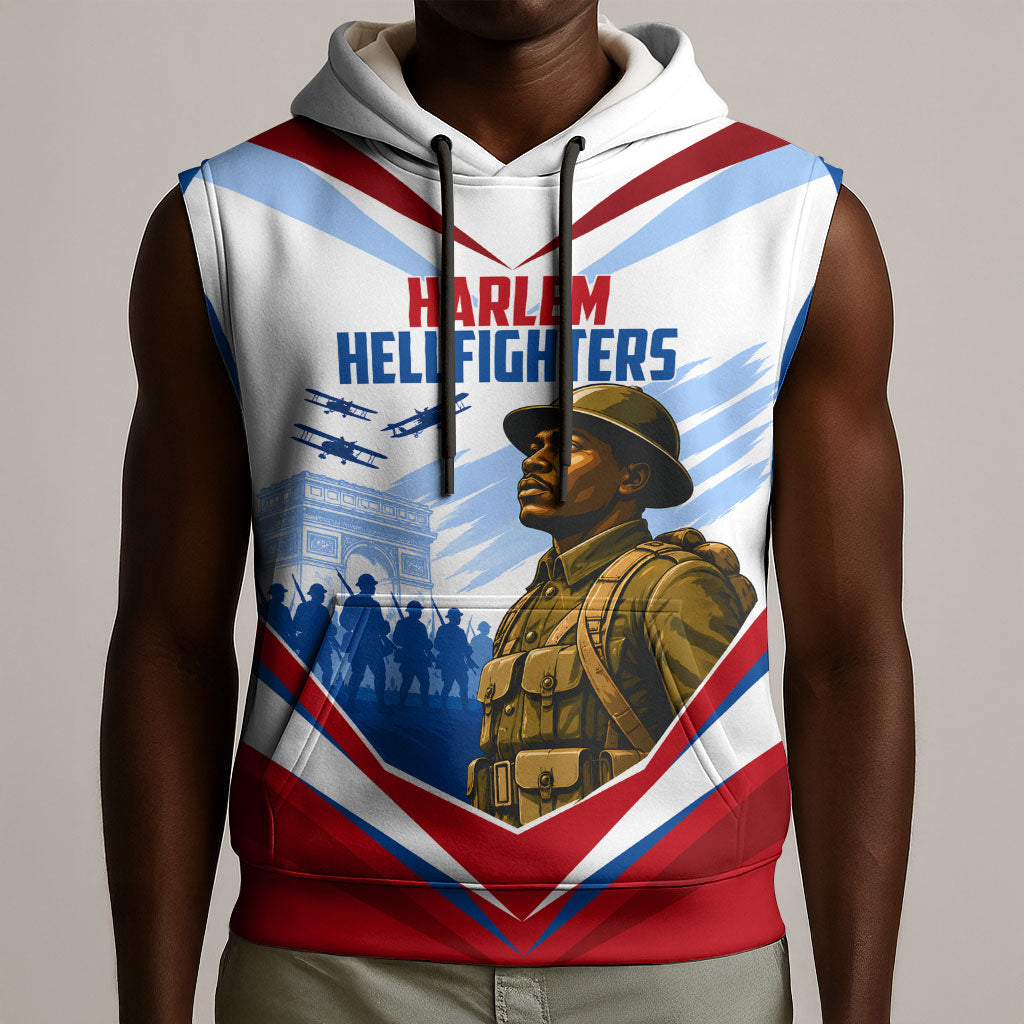 Personalized Harlem Hellfighters Sleeveless Hoodie Vintage WWI Military History Patriotic Art