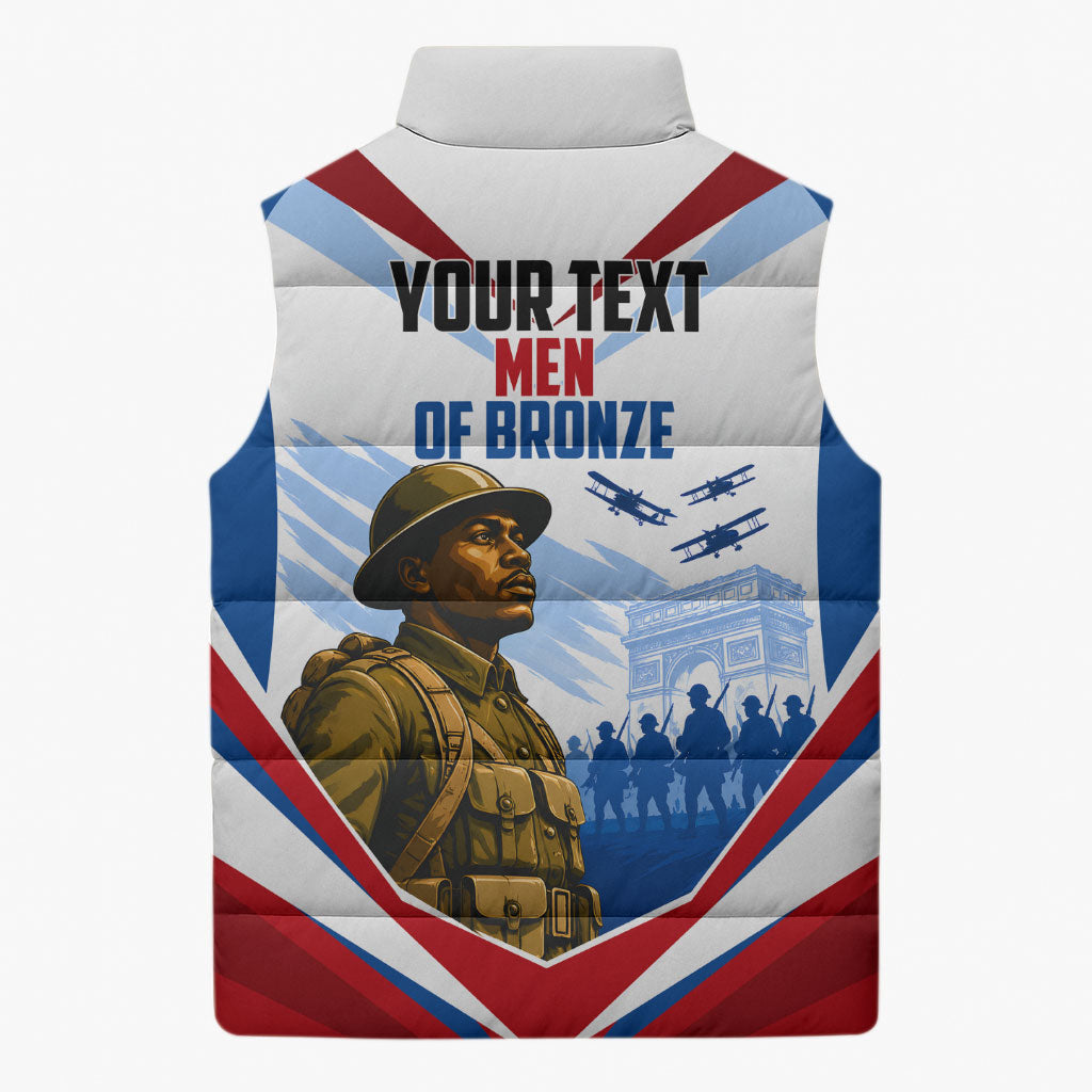 Personalized Harlem Hellfighters Sleeveless Puffer Jacket Vintage WWI Military History Patriotic Art